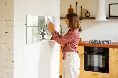 Magnetisch glazen schrijfbord voor notities en foto's grote natuurboom
