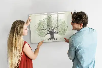 Magnetisch glazen schrijfbord voor notities en foto's grote natuurboom