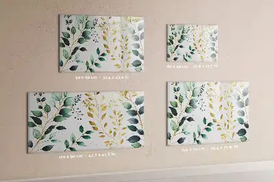Beschrijfbaar glazen magneetbord met plantenbladpatroon