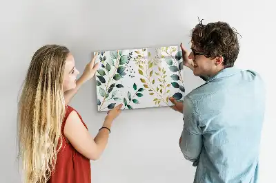 Beschrijfbaar glazen magneetbord met plantenbladpatroon