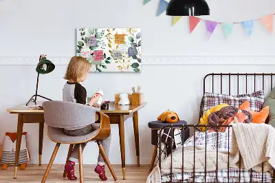 Beschrijfbaar glazen magneetbord met plantenbladpatroon
