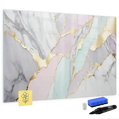 Magnetisch glazen memobord voor notities en foto's met marmerpatroon
