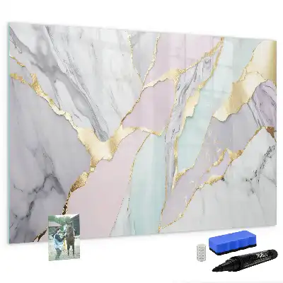 Magnetisch glazen memobord voor notities en foto's met marmerpatroon