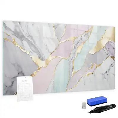 Magnetisch glazen memobord voor notities en foto's met marmerpatroon