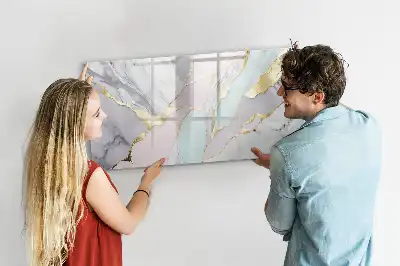 Magnetisch glazen memobord voor notities en foto's met marmerpatroon