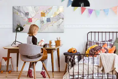 Magnetisch glazen memobord voor notities en foto's met marmerpatroon