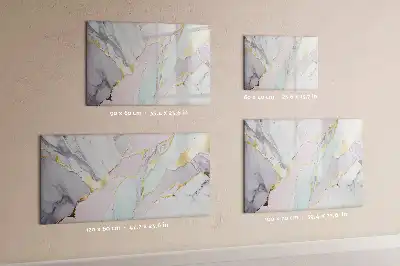 Magnetisch glazen memobord voor notities en foto's met marmerpatroon