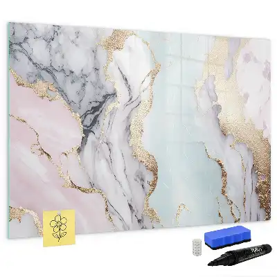 Beschrijfbaar glazen magneetbord met marmer design