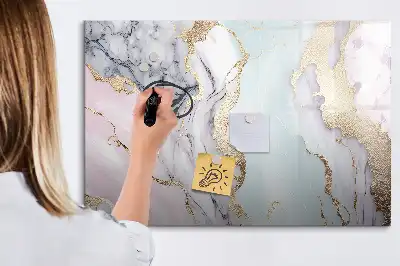 Beschrijfbaar glazen magneetbord met marmer design