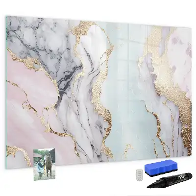 Beschrijfbaar glazen magneetbord met marmer design