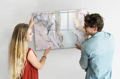 Beschrijfbaar glazen magneetbord met marmer design