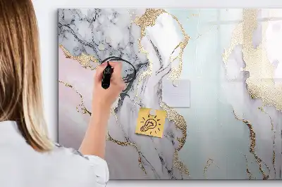 Beschrijfbaar glazen magneetbord met marmer design