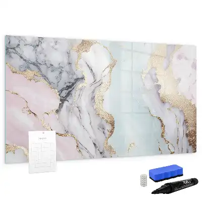 Beschrijfbaar glazen magneetbord met marmer design