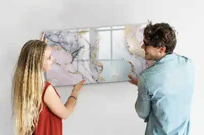 Beschrijfbaar glazen magneetbord met marmer design