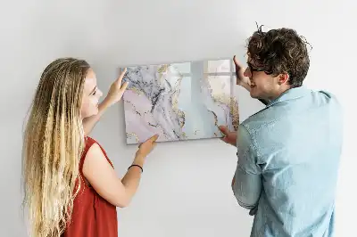 Beschrijfbaar glazen magneetbord met marmer design
