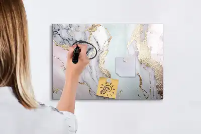 Beschrijfbaar glazen magneetbord met marmer design