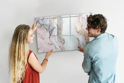 Beschrijfbaar glazen magneetbord met marmer design