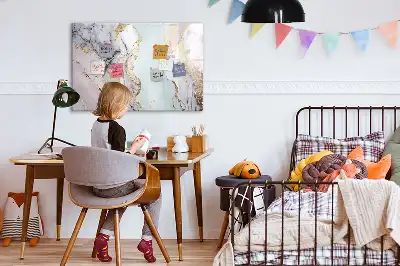 Beschrijfbaar glazen magneetbord met marmer design