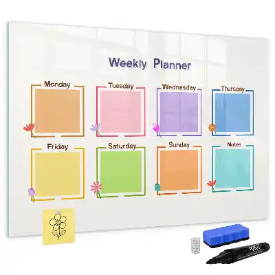 Magnetisch glazen weekplanner geschikt voor notities en foto's