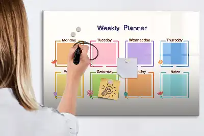 Magnetisch glazen weekplanner geschikt voor notities en foto's