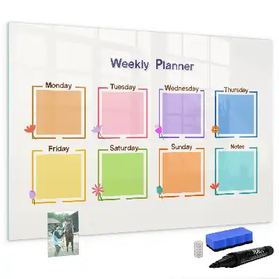 Magnetisch glazen weekplanner geschikt voor notities en foto's