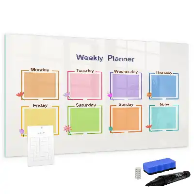 Magnetisch glazen weekplanner geschikt voor notities en foto's