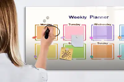 Magnetisch glazen weekplanner geschikt voor notities en foto's