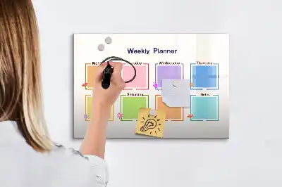 Magnetisch glazen weekplanner geschikt voor notities en foto's