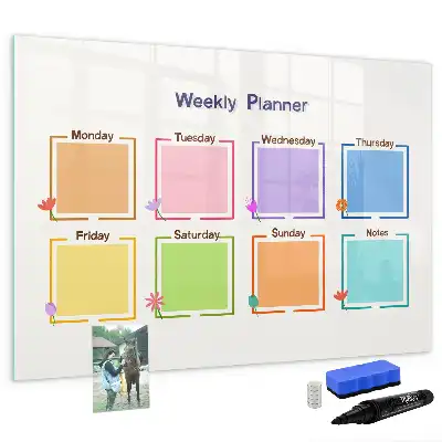 Magnetisch glazen weekplanner geschikt voor notities en foto's