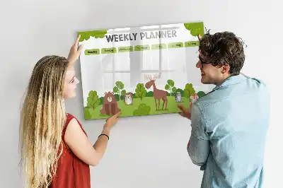 Beschrijfbaar glazen magneetbord met design lestafel