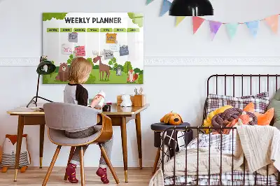 Beschrijfbaar glazen magneetbord met design lestafel