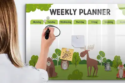 Beschrijfbaar glazen magneetbord met design lestafel