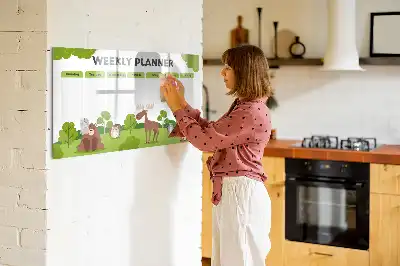 Beschrijfbaar glazen magneetbord met design lestafel