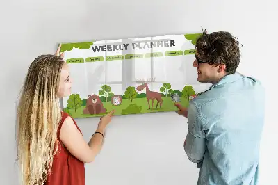 Beschrijfbaar glazen magneetbord met design lestafel