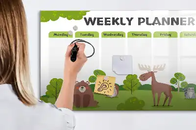 Beschrijfbaar glazen magneetbord met design lestafel