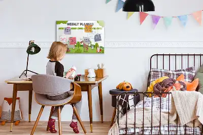 Beschrijfbaar glazen magneetbord met design lestafel