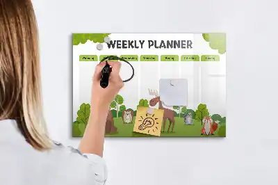 Beschrijfbaar glazen magneetbord met design lestafel