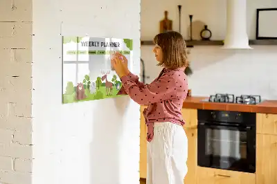 Beschrijfbaar glazen magneetbord met design lestafel