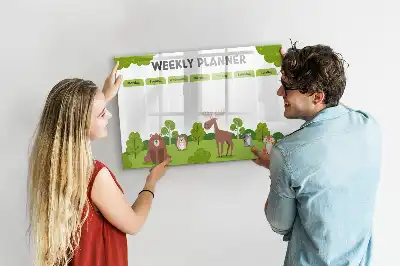 Beschrijfbaar glazen magneetbord met design lestafel