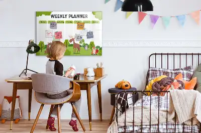 Beschrijfbaar glazen magneetbord met design lestafel