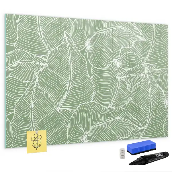Beschrijfbaar glazen magneetbord met design met patroon van bladeren