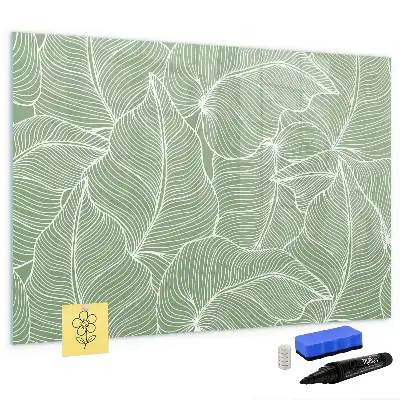 Beschrijfbaar glazen magneetbord met design met patroon van bladeren