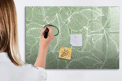 Beschrijfbaar glazen magneetbord met design met patroon van bladeren