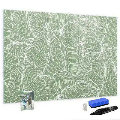 Beschrijfbaar glazen magneetbord met design met patroon van bladeren