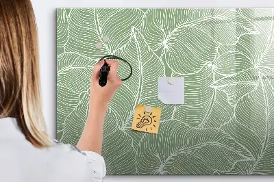 Beschrijfbaar glazen magneetbord met design met patroon van bladeren