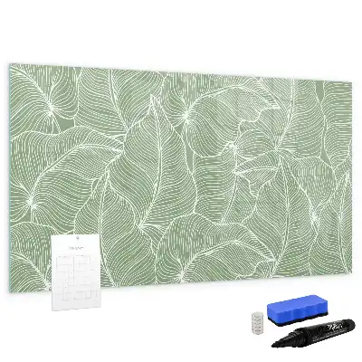 Beschrijfbaar glazen magneetbord met design met patroon van bladeren