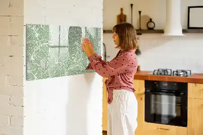Beschrijfbaar glazen magneetbord met design met patroon van bladeren