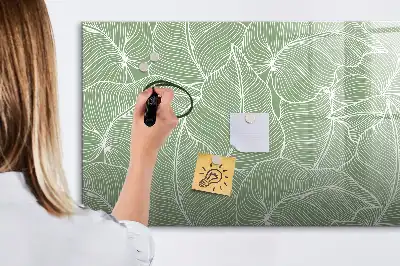 Beschrijfbaar glazen magneetbord met design met patroon van bladeren