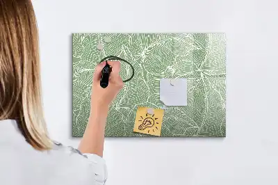 Beschrijfbaar glazen magneetbord met design met patroon van bladeren