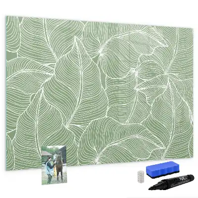 Beschrijfbaar glazen magneetbord met design met patroon van bladeren